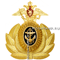 Кокарда металлическая золотистого цвета в обрамлении с эмблемой ВС РФ